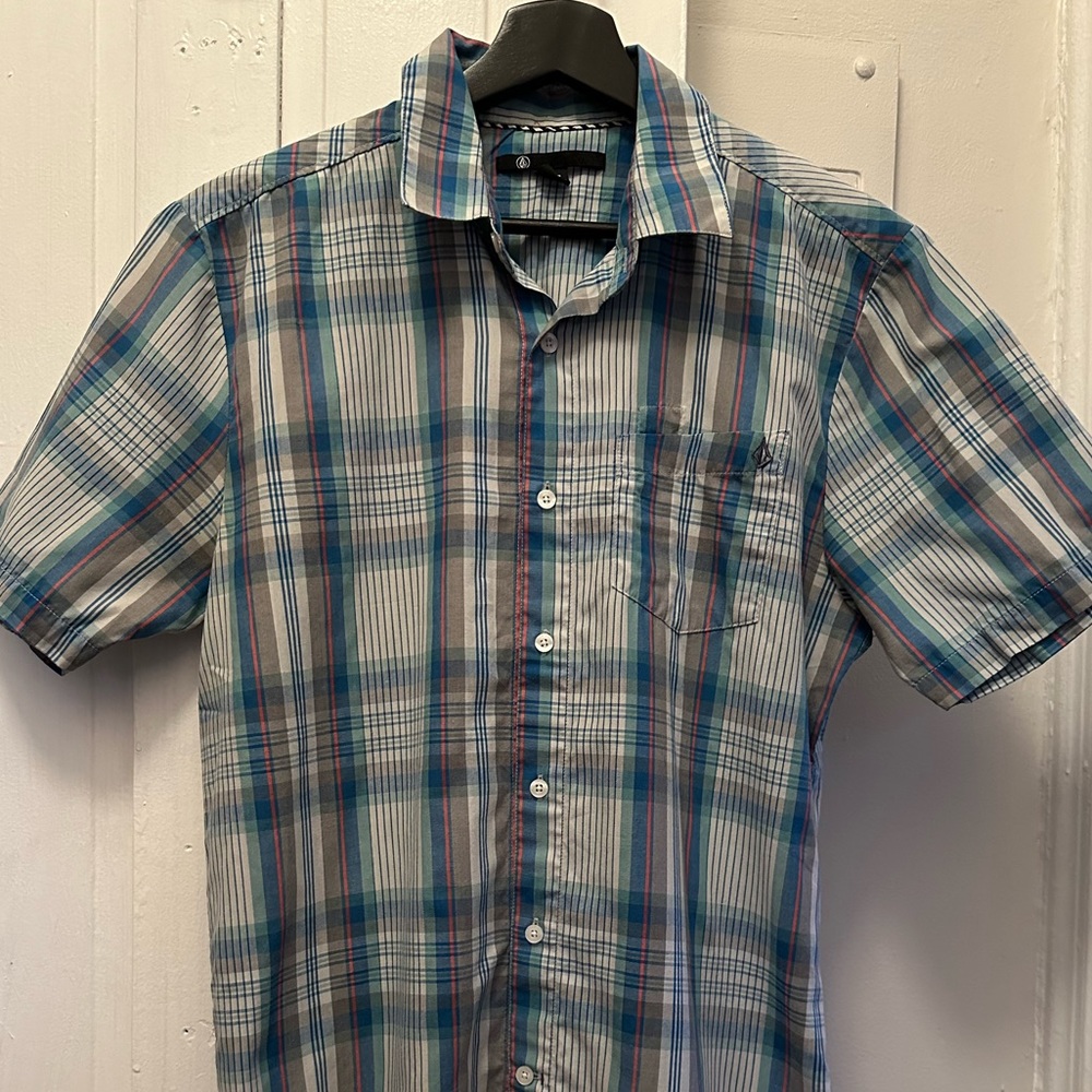 Volcom button down plaid shirt